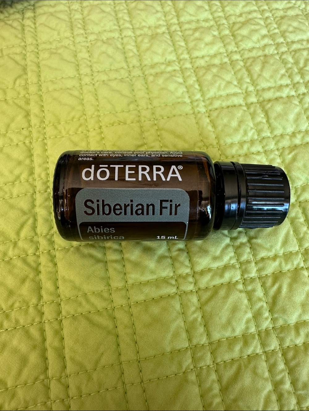 Doterra Siberian Fir Essential Oil Bottle - Brown and Black